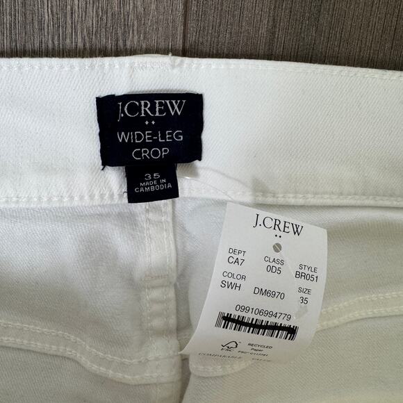 J.Crew Wide-Leg Cropped Jean WMNS 35 White Denim Hi-Rise All-Day Stretch Raw Hem - Picture 4 of 8